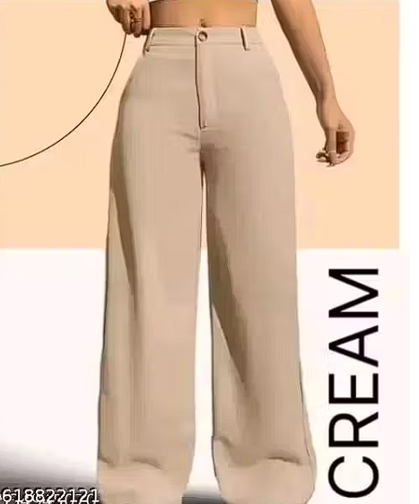 High Rise Loose Fit Trouser Pants for Women | Wide Leg Nylon Pants