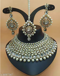Beautiful Women's Jewellery Set | Necklace Earrings Maangtika | Gold Plated