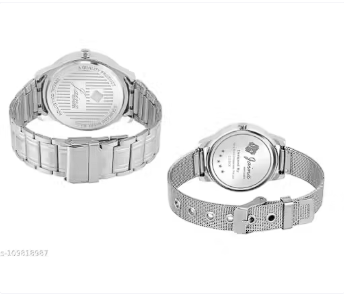 Jainx Blue Dial Couple Analog Watch | Day & Date Function | Men & Women