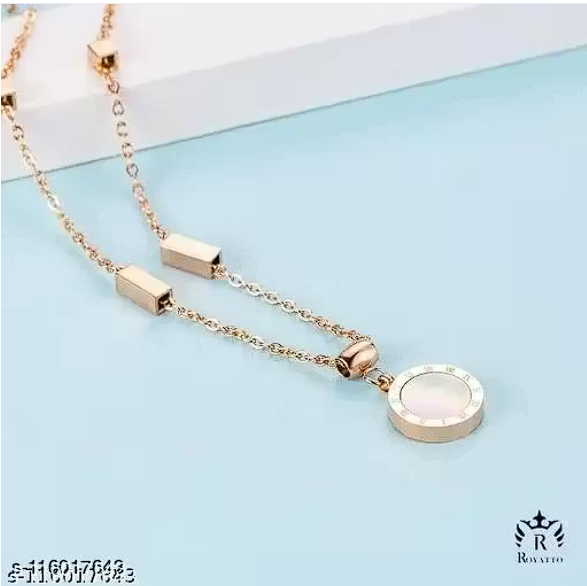 Royatto Rose Gold Gemstone Pendant Necklace for Women