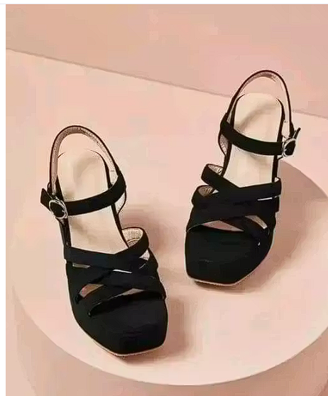 Women's Black Velvet Block Heels - Sizes 3 to 8