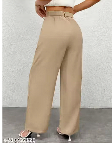 High Rise Loose Fit Trouser Pants for Women | Wide Leg Nylon Pants