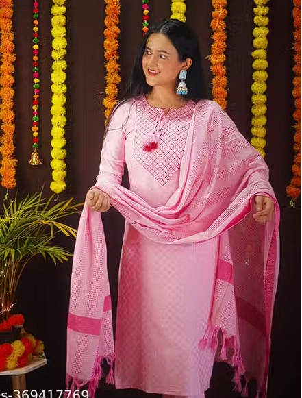 Cotton Embroidered Kurti Pant Set for Women | Festive Kurti Pant Set