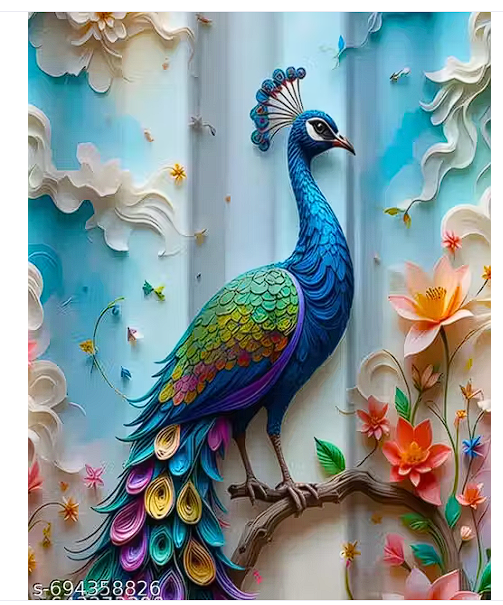 7D Printed Peacock Curtains | Premium Room Darkening | Door & Window | Pack of 1